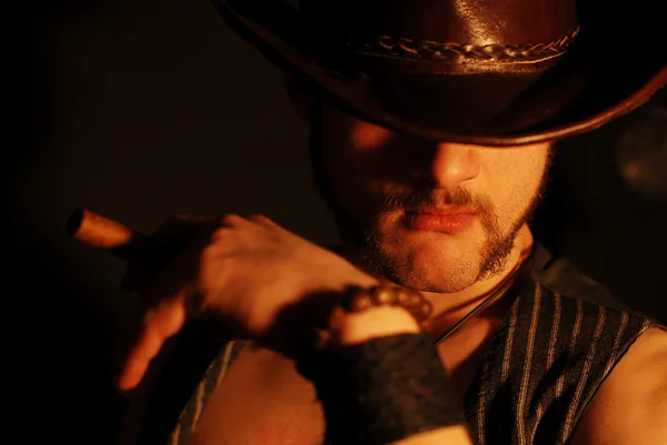 Mężczyzna w kowbojskim kapeluszu Obraz Stockowy