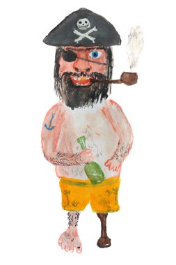 Beyaz tenli komik patron korsan. El çizimi