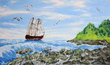 Yelkenli gemi ve sahil