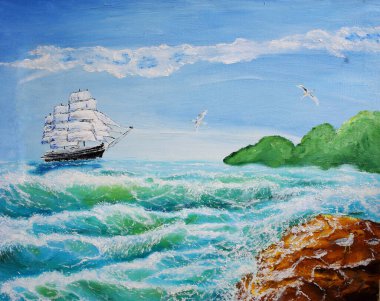 Yelkenli gemi ve güzel deniz