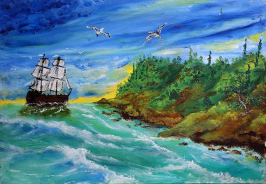 Yelkenli gemi ve gün batımı