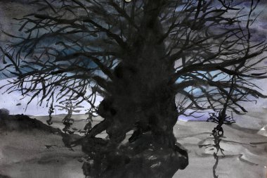 Ağaç göçü. Modern sanat. Soyut