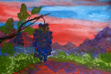 Üzüm ve dağlar. İzlenimcilik resmi