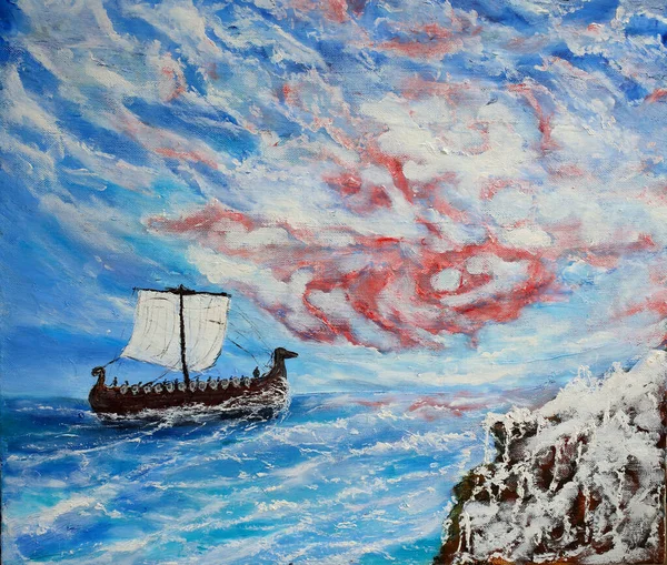 Drakkar Und Wolken Rosenform — Stockfoto