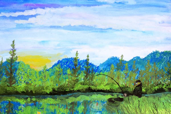 Fisher teknede. Dağ Gölü