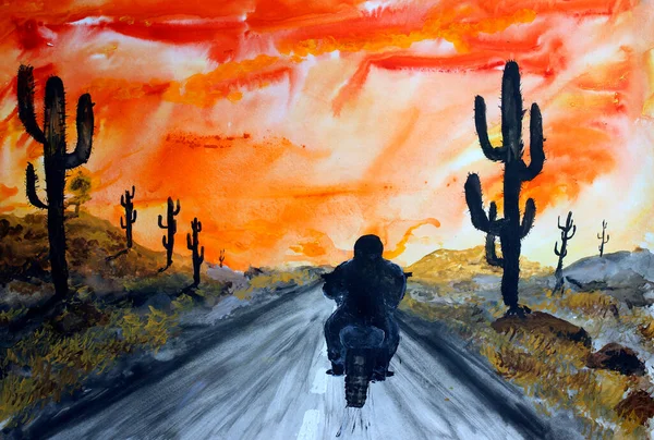 Biker on Texas road