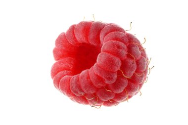 Beyaz üzerine kırmızı ahududu. Çok detaylı.