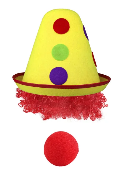 Шляпа Клоуна Парик Нос Классический Тип Шляпы Ретро — стоковое фото