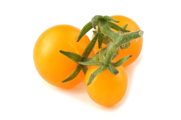 Pomidory Wiśniowe Żółte Izolowane Białym — Zdjęcie stockowe