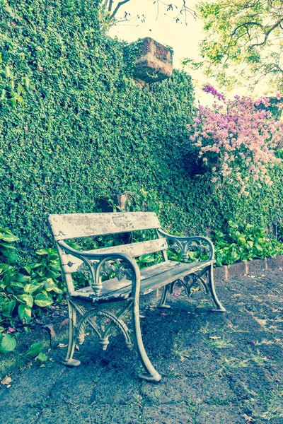 White chair in the park retro stye — Stock Photo, Image