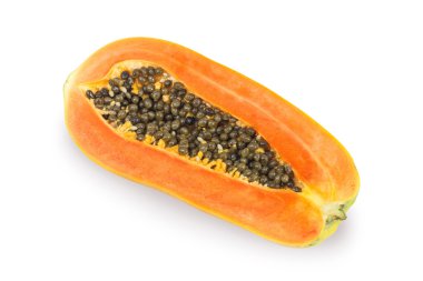 Beyaz arka planda olgun papaya