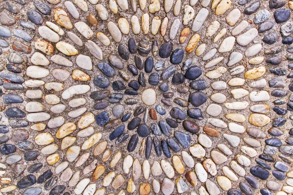 Pebbles arranged circle on the wall — Stock Photo, Image