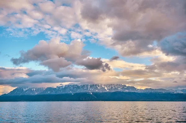 Vinterlandskap Genève Eller Lac Leman Schweiz — Stockfoto