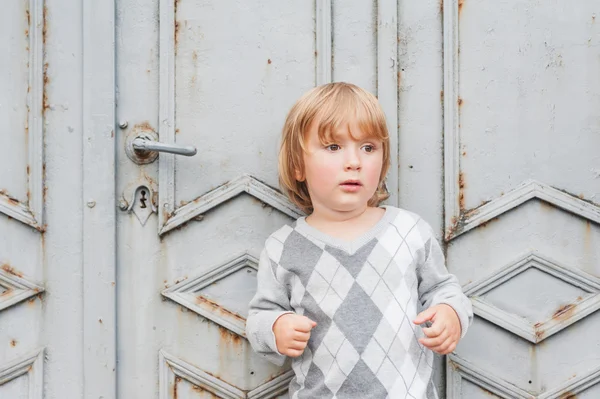 Outdoor portrait of a cute toddler boy — Stock Photo, Image