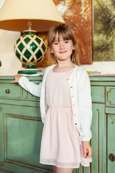 Outdoor summer portrait of adorable 5 year old little girl wearing