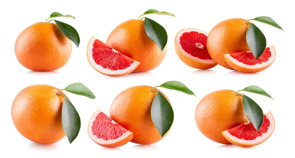 Sada Grapefruitových Snímků Izolovaných Bílém Pozadí — Stock fotografie