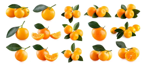 Πορτοκάλια Ώριμα Μανδαρινικά Κλημεντίνη Απομονωμένα Λευκό Φόντο — Φωτογραφία Αρχείου
