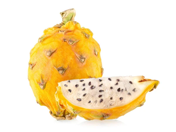 Frutto Drago Giallo Pitaya Pitahaya Isolato Sfondo Bianco — Foto Stock