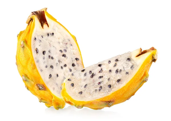 Frutto Drago Giallo Pitaya Pitahaya Isolato Sfondo Bianco — Foto Stock