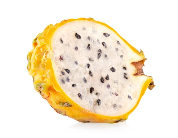 Fruto Dragón Amarillo Pitaya Pitahaya Aislado Sobre Fondo Blanco —  Fotos de Stock