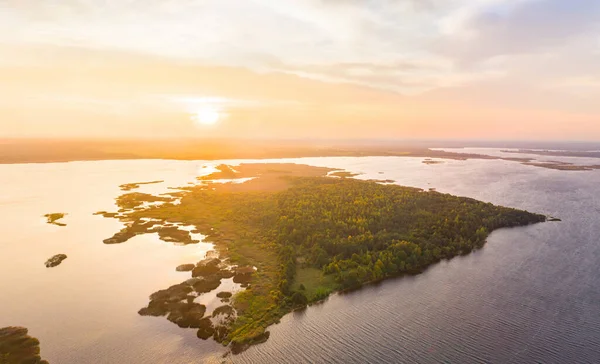 Flygfoto Sialiava Sjö Vitryssland Gryningen — Stockfoto