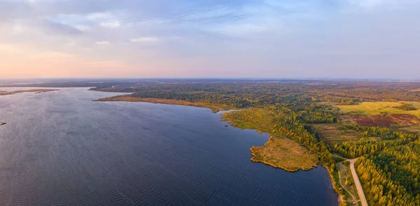 Flygfoto Sialiava Sjö Vitryssland Gryningen — Stockfoto