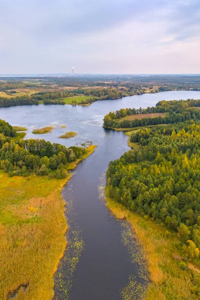 Sialiava Gölü Nün Belarus Şafak Vakti Havadan Çekilmiş Fotoğrafı — Stok fotoğraf