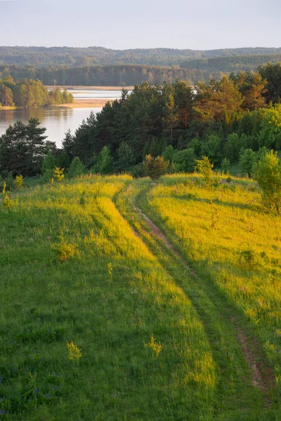 Kvällstid Nationalparken Braslau Sjöar Vitryssland — Stockfoto