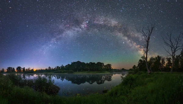 Noche Estrellada Parque Nacional Prypiacki Bielorrusia Imagen De Stock