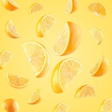 Arka plan olarak düşen limon dilimleri