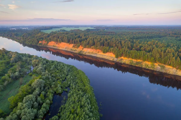 Sungai Dnieper Dniapro Belarus Pada Waktu Fajar Stok Gambar