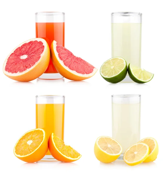新鮮な柑橘類のジュースとフルーツ — ストック写真