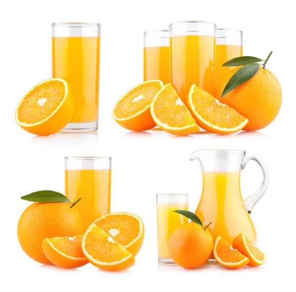 Fresh orange juices with ripe oranges — Stock Photo, Image