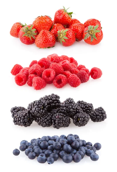 Raspberries, strawberries, blueberries and blackberries — Stock Photo, Image