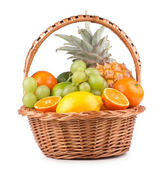 Ripe fresh fruits in a basket — Stock Photo, Image