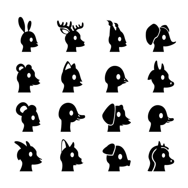 Glyphe têtes d'animaux — Image vectorielle