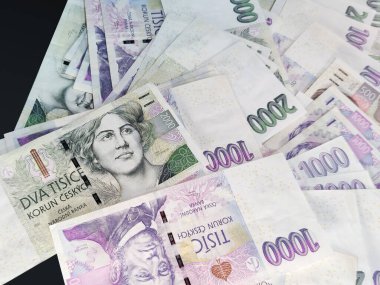 czech banknotları nominal değer bin ve iki bin kron