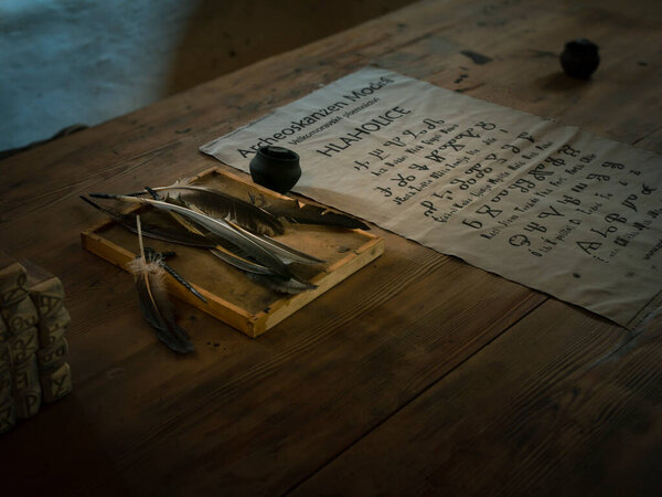 Czech republic, Velehrad,Modra , 25 july 2021: Old Church Slavonic Alphabet photo