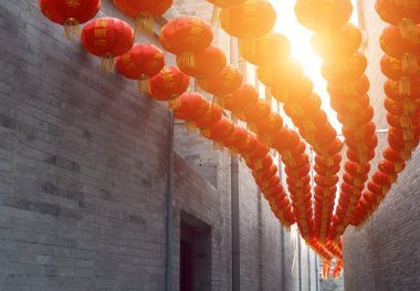 Red lantern in the alley clipart