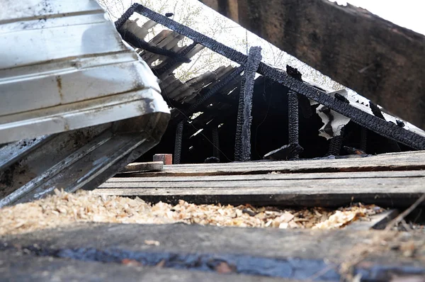 House roof after fire — Stock Photo, Image