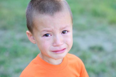 little boy crying with tears portrait clipart