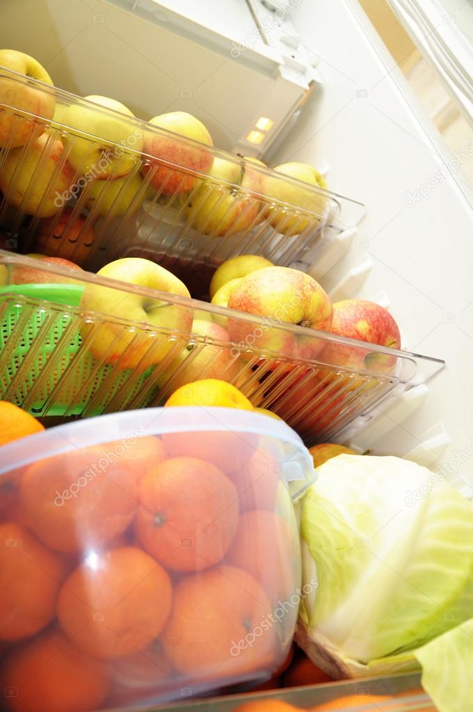 fridge with fruits