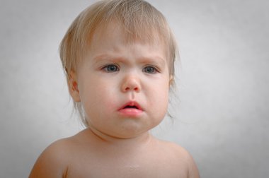 blubbered unhappy baby portrait with snot clipart