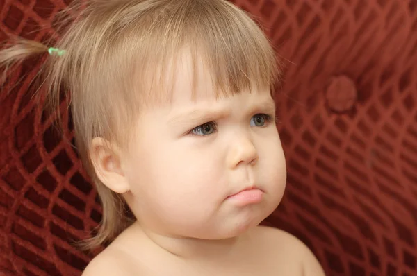 Little girl portrait confused — Stock Photo, Image