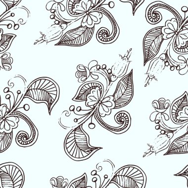 Çiçek seamless modeli el Lale ve yeşillik ile çekilmiş