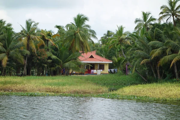 Réseau Lagunes Saumâtres Lacs Canaux Rivières Kerala Inde — Photo