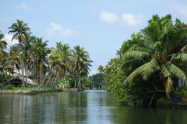 Backwaters Nätverk Bräckta Laguner Sjöar Kanaler Och Floder Kerala Indien — Stockfoto