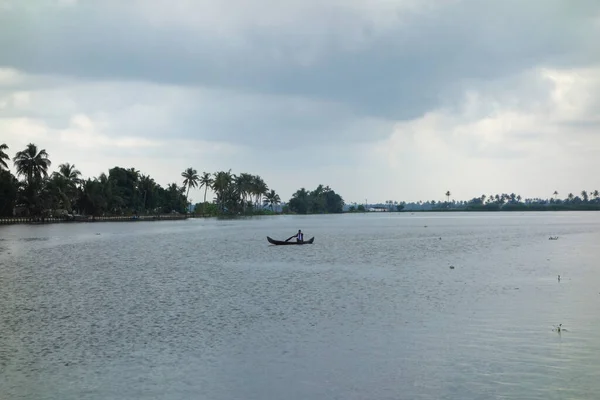 Réseau Lagunes Saumâtres Lacs Canaux Rivières Kerala Inde — Photo