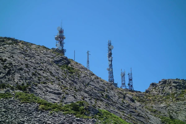 Antenas Telecomunicaciones Cima Montaña Monte Capanne Elba Italia — Foto de Stock