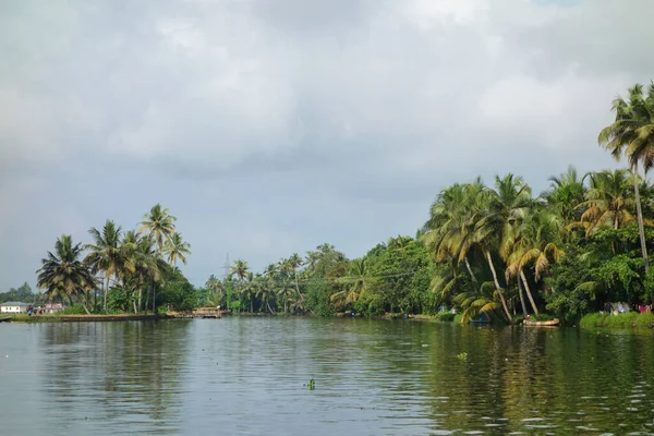 Backwater Síť Brackish Laguny Jezera Kanály Řeky Kerala Indie — Stock fotografie